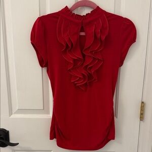 Elegant Red Ruffled Women's Top